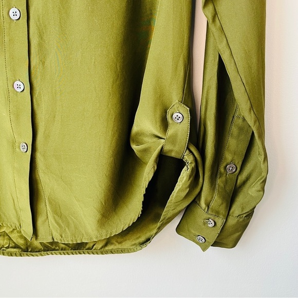 Elizabeth and James Silk Olive Utility Shirt - PRICE DROP - Picture 7 of 12